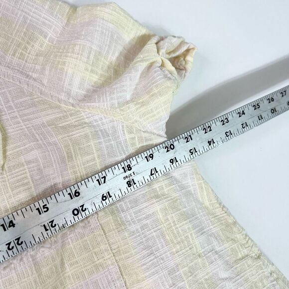 We The Free Linen Blend Blouse Womens Large Cropped Sea Striped Frayed Hem Top - Picture 5 of 10
